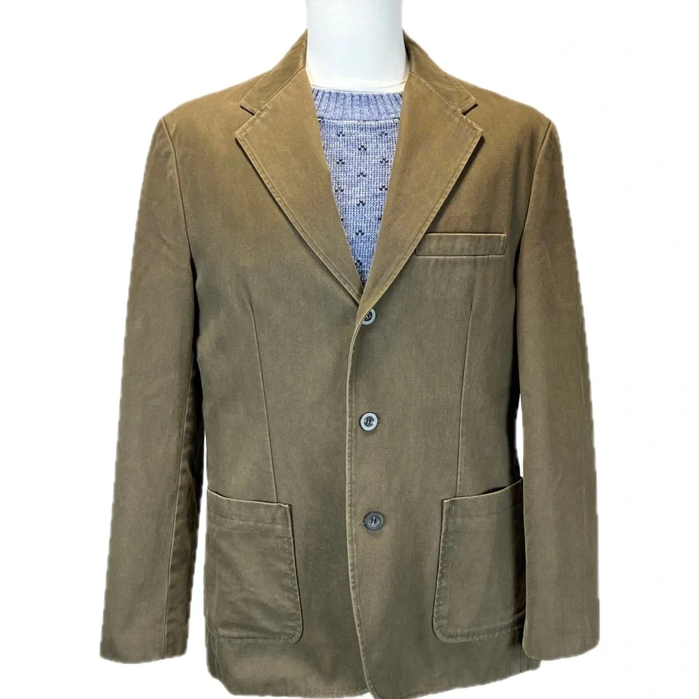 VINTAGE 100% cotton duck men’s‎ blazer sports jacket coat St. John’s bay neutral